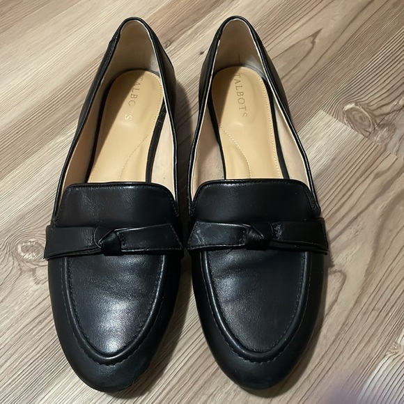 Talbots black Leather Loafers  Flats Womens 9.5 Top tie accent Slip on Casual - Picture 3 of 11